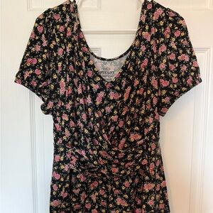 Torrid Black Wrap Floral Top